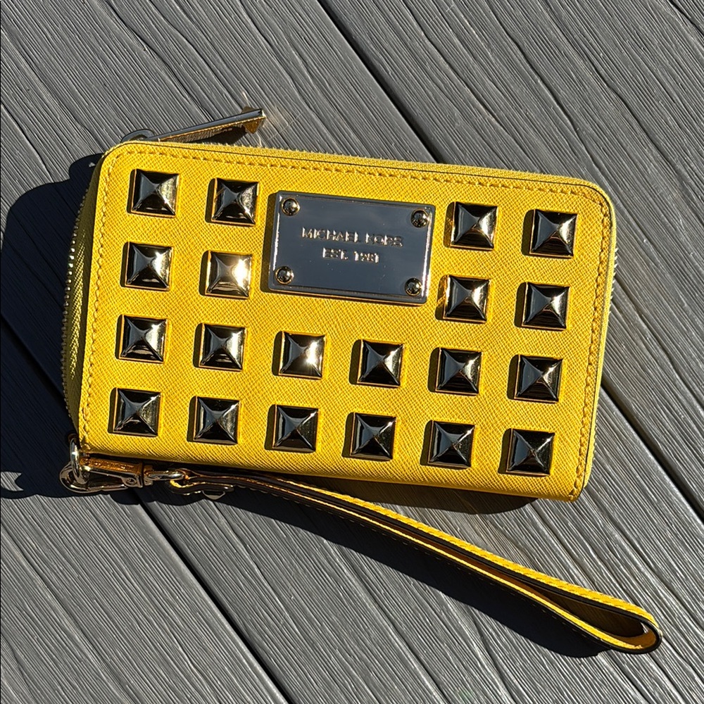 Michael Kors Yellow Studded Wristlet